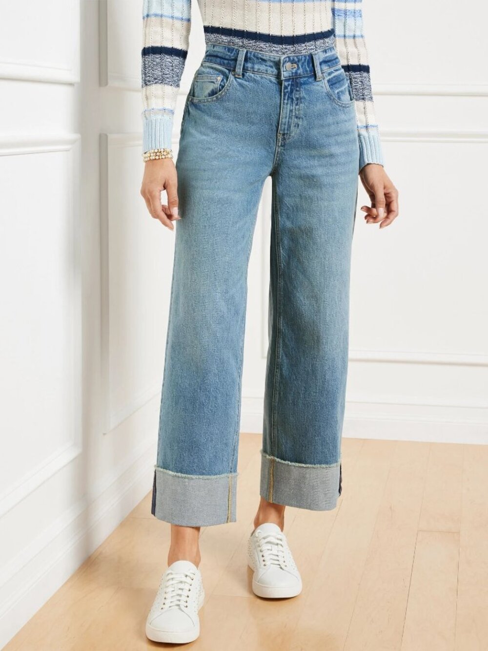 Talbots Straight Ankle Cuff Jeans - Downing Wash sz 16